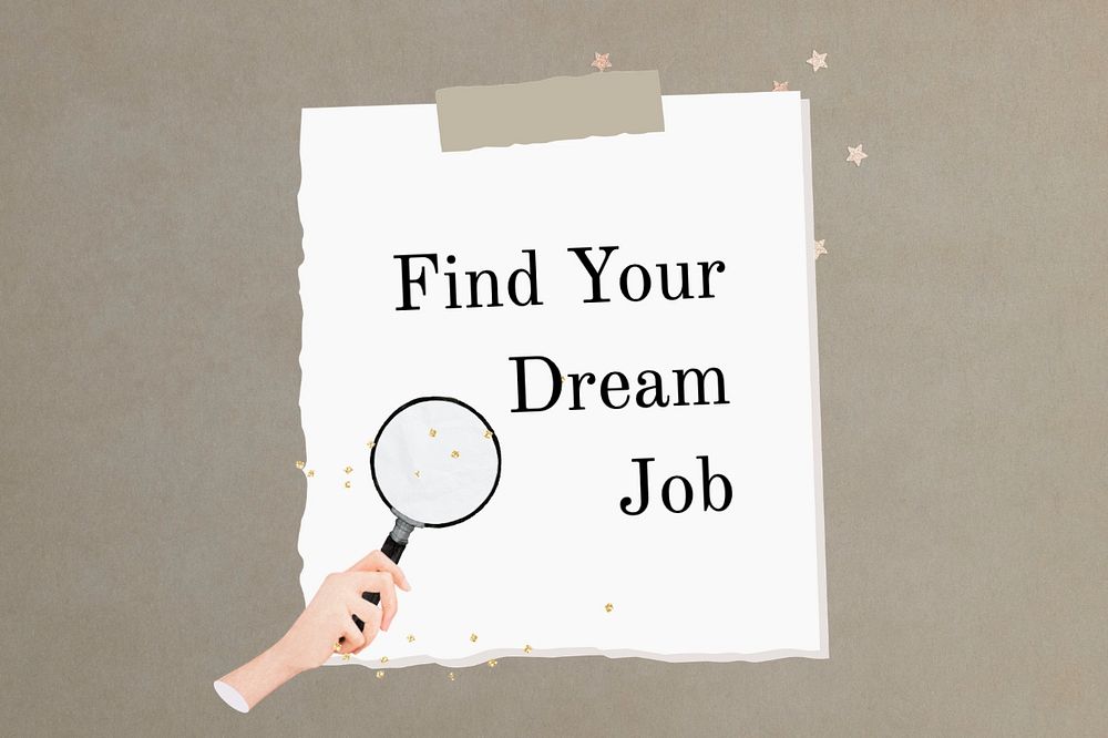 Dream job, magnifying glass paper craft remix, editable design