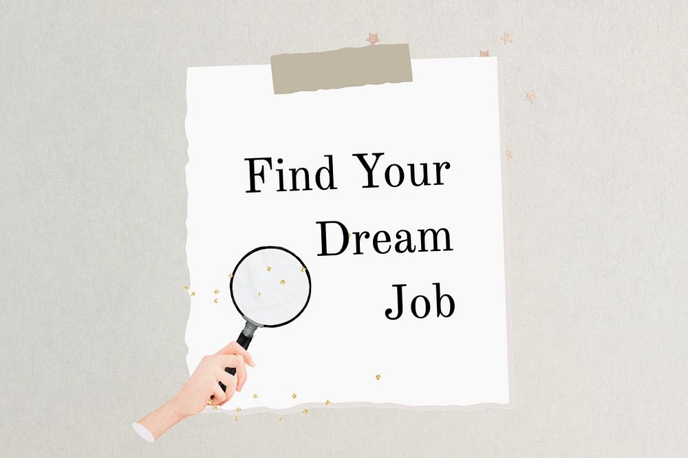 Dream job, magnifying glass paper craft remix, editable design