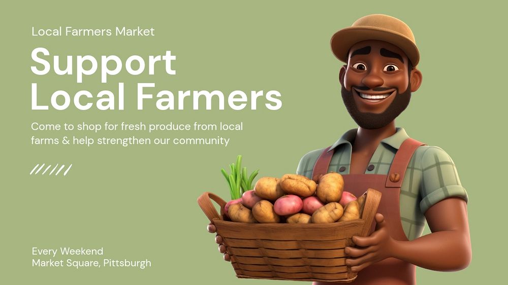 Support local farmers blog banner template, editable text