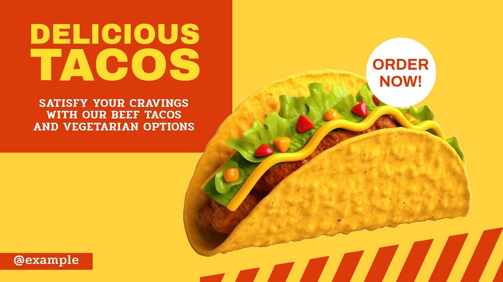 Delicious tacos blog banner template, editable text