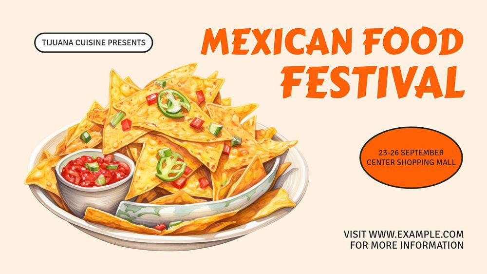 Mexican food festival blog banner template, editable text