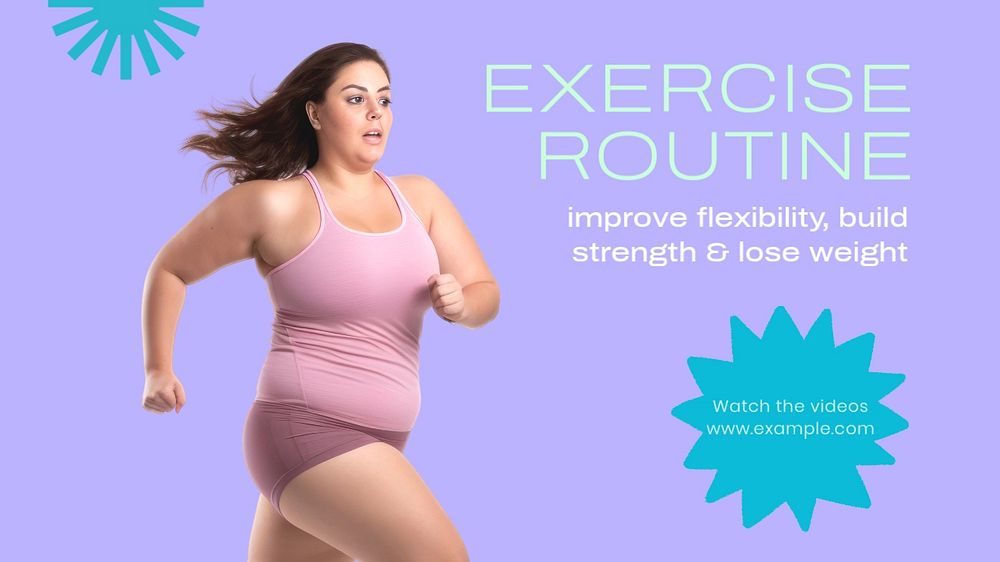 Exercise routine blog banner template, editable text