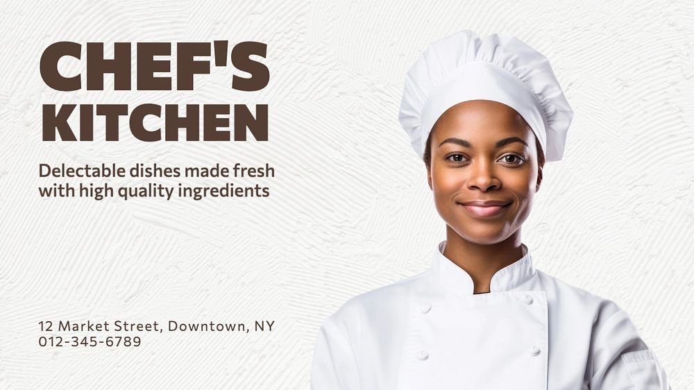 Chef's kitchen blog banner template, editable text