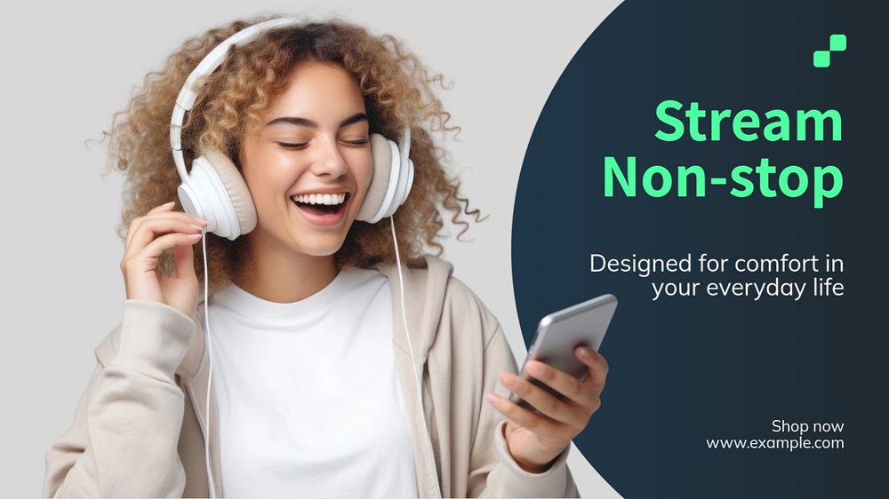 Stream non-stop blog banner template, editable text