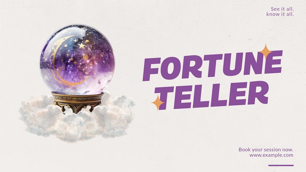 Fortune teller blog banner template, editable text