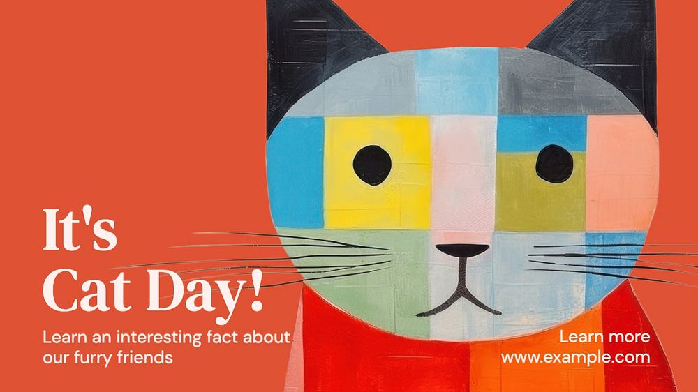 Cat day blog banner template, editable text