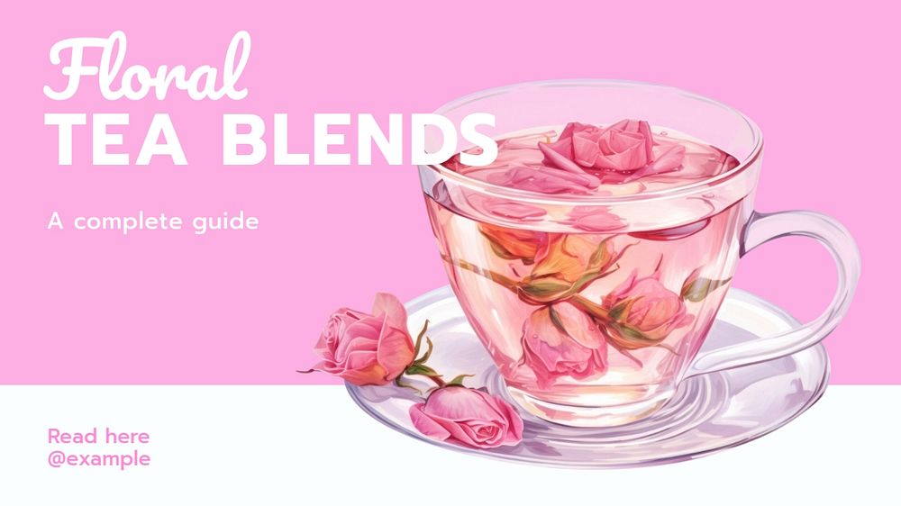 Floral tea blends blog banner template, editable text