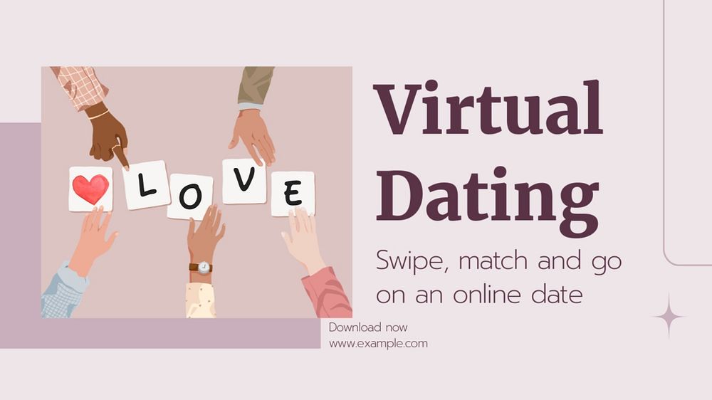 Virtual dating blog banner template, editable text