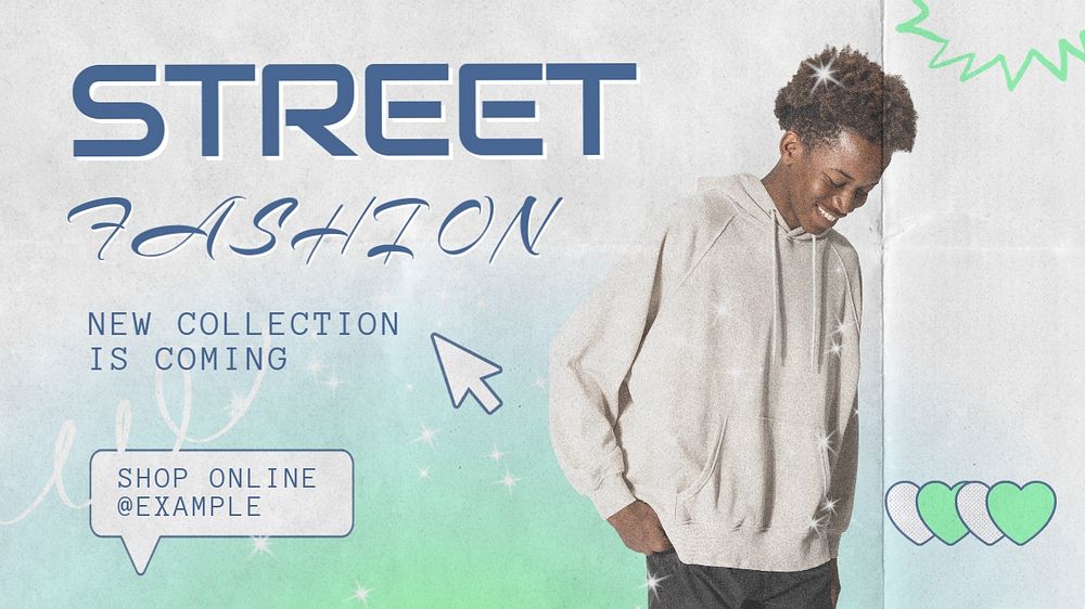 Street fashion blog banner template, editable text