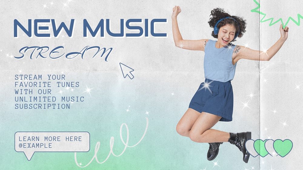 Music stream blog banner template, editable text