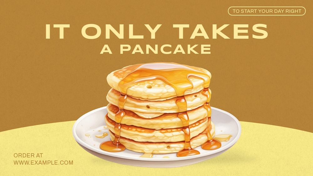 Pancakes blog banner template, editable text