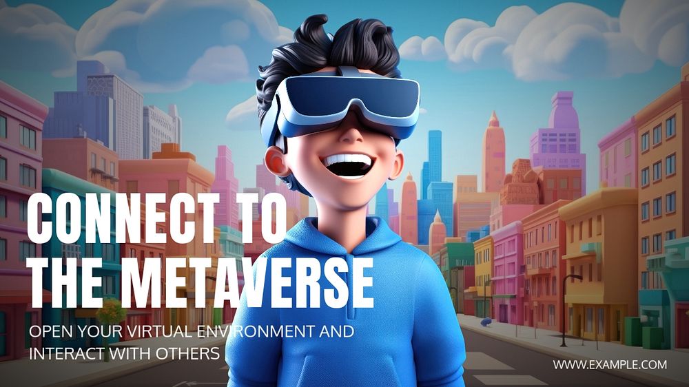 Connect to metaverse blog banner template, editable text