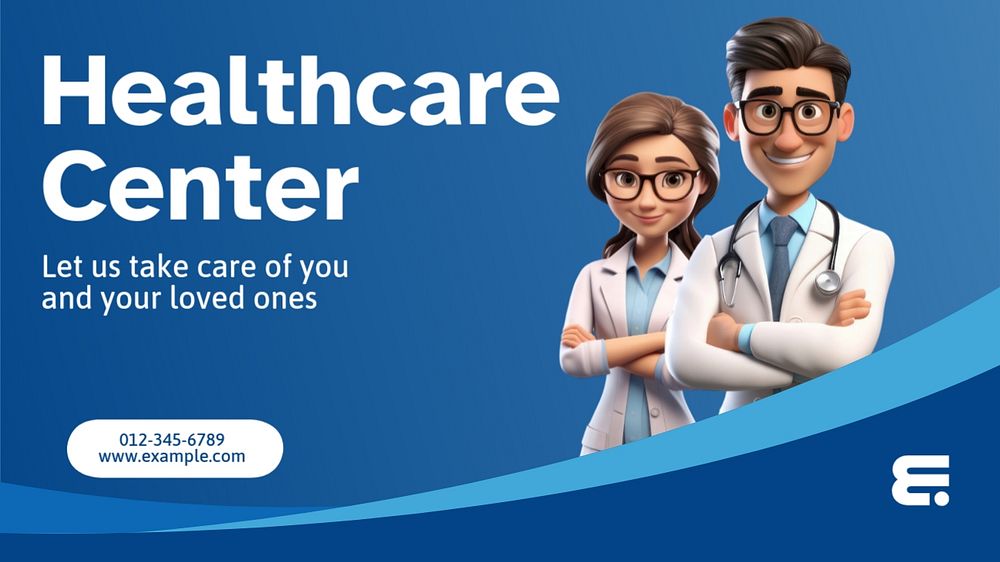 Healthcare center blog banner template, editable text