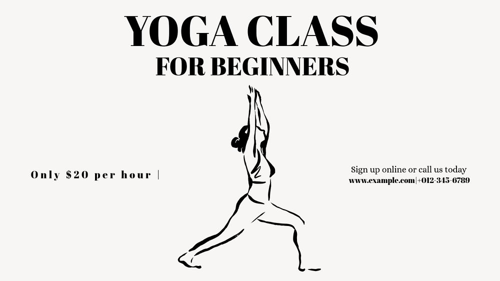 Yoga class blog banner template, editable text