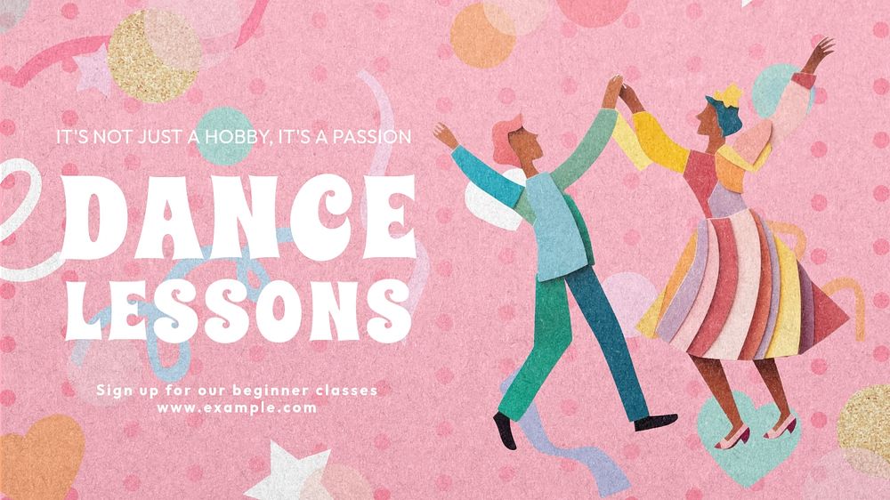 Dance lessons blog banner template, editable text