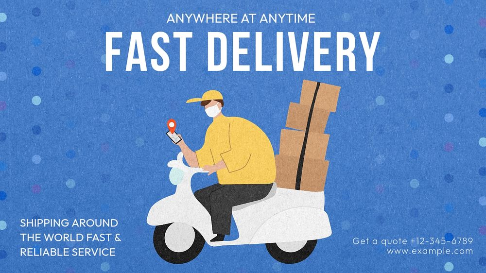 Fast delivery blog banner template, editable text