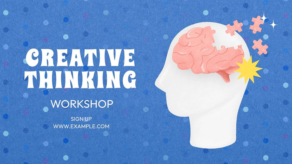 Creative thinking workshop blog banner template, editable text