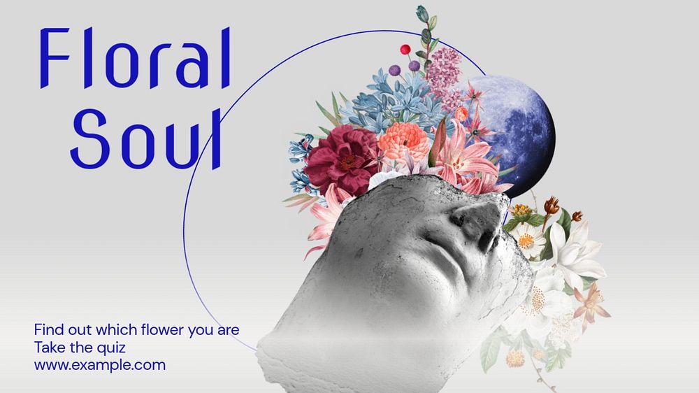 Floral soul quiz blog banner template, editable text