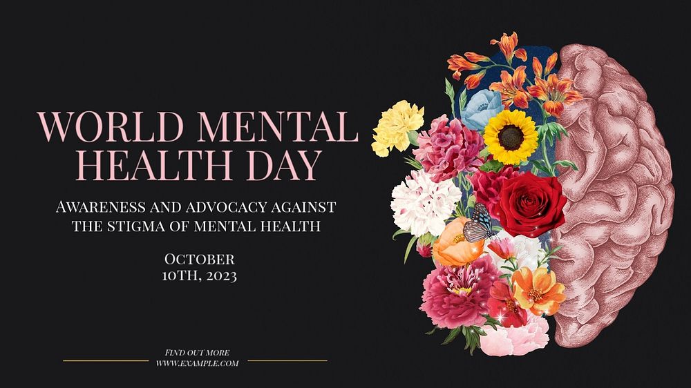 Mental health day blog banner template, editable text