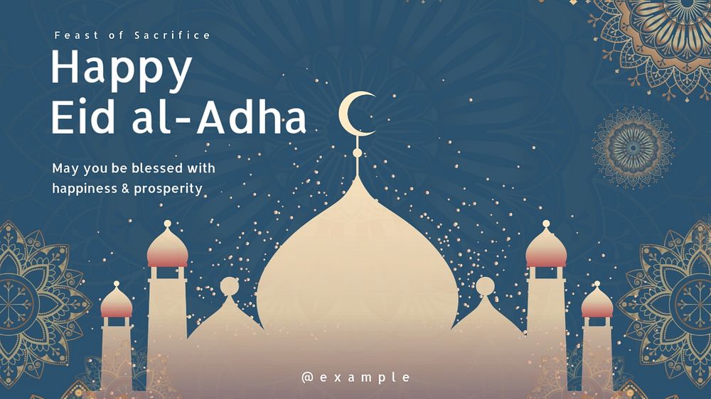 Happy Eid al-Adha blog banner template, editable text