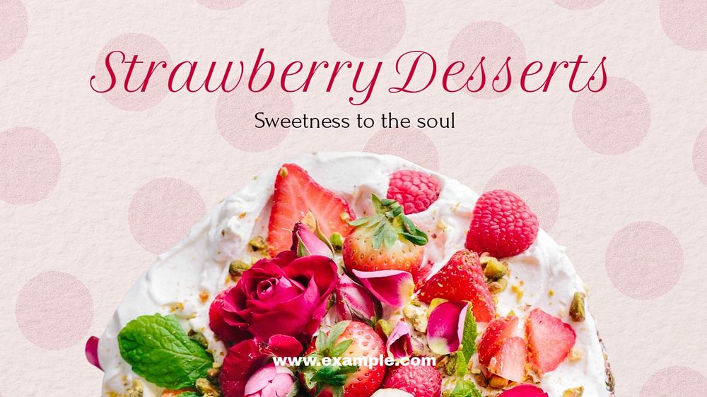 Strawberry desserts blog banner template, editable text