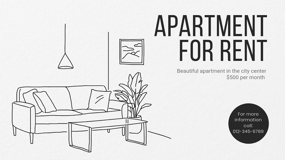 Apartment rental blog banner template, editable text