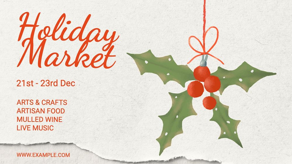 Holiday market blog banner template, editable text