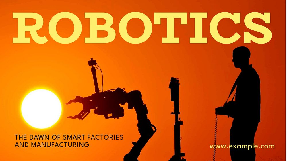 Robotics and manufacturing blog banner template, editable text