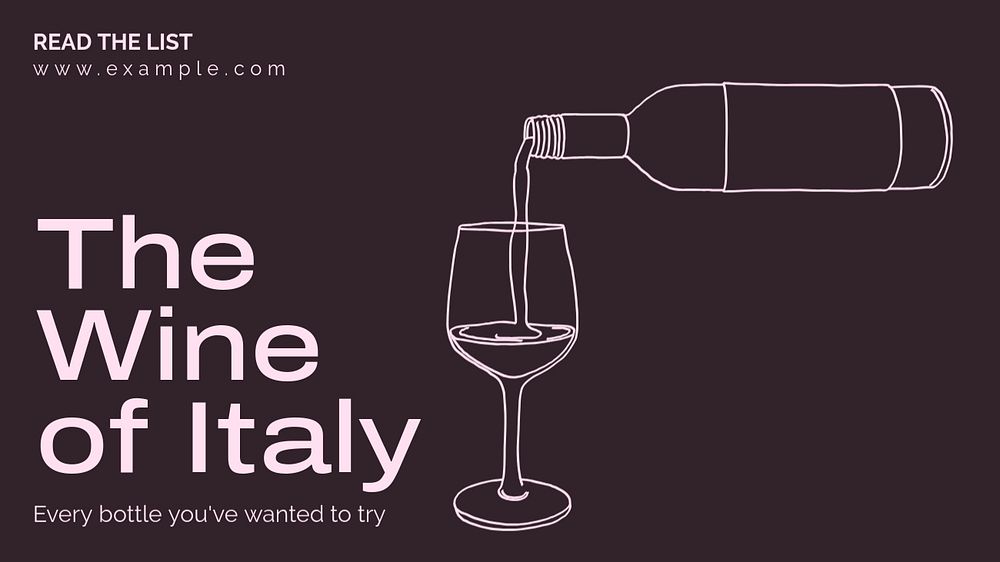 Wine of Italy blog banner template, editable text