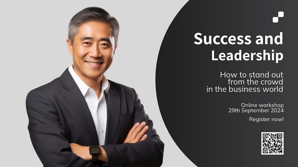 Success & leadership blog banner template, editable text