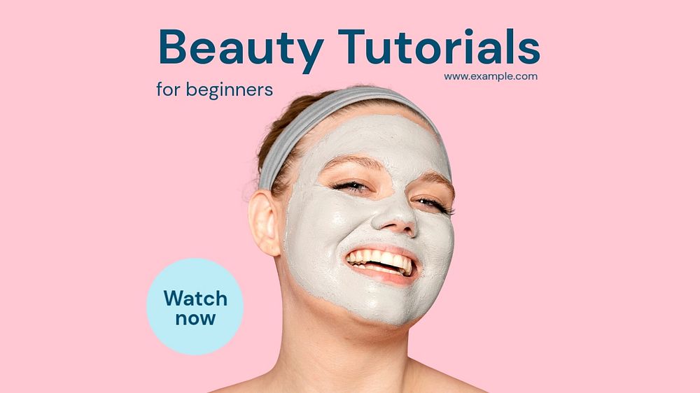 Beauty tutorials blog banner template, editable text