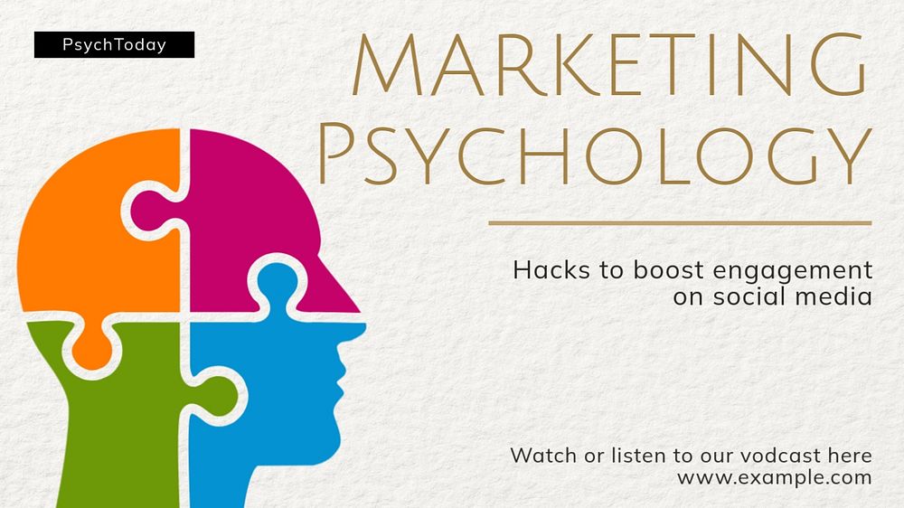 Marketing psychology blog banner template, editable text