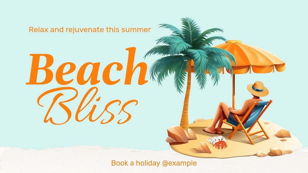 Beach holiday blog banner template, editable text