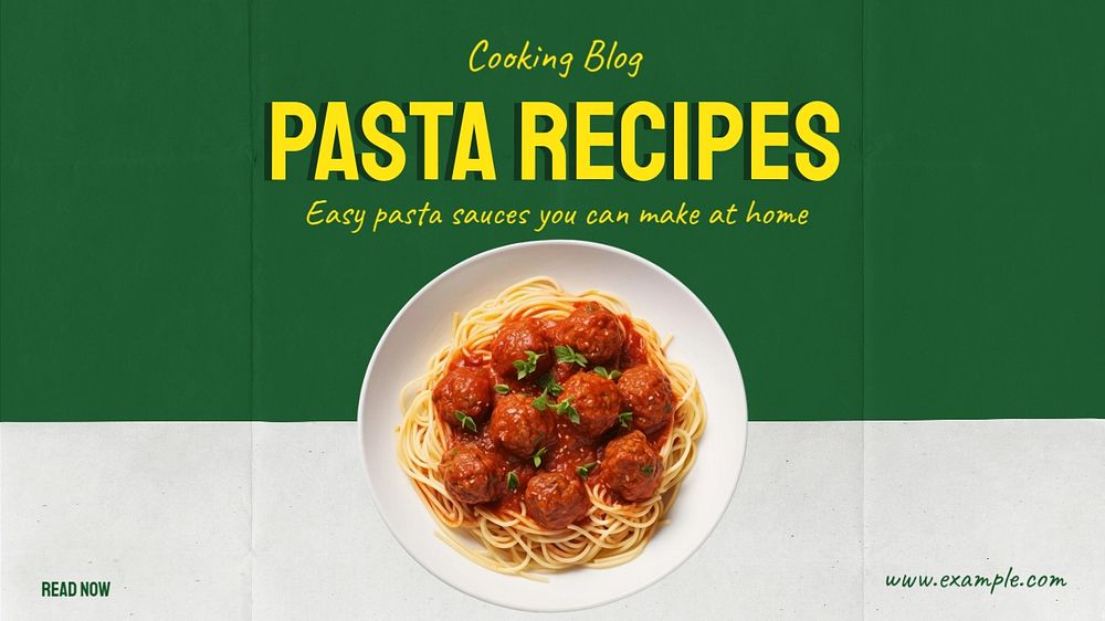 Pasta recipe blog banner template, editable text