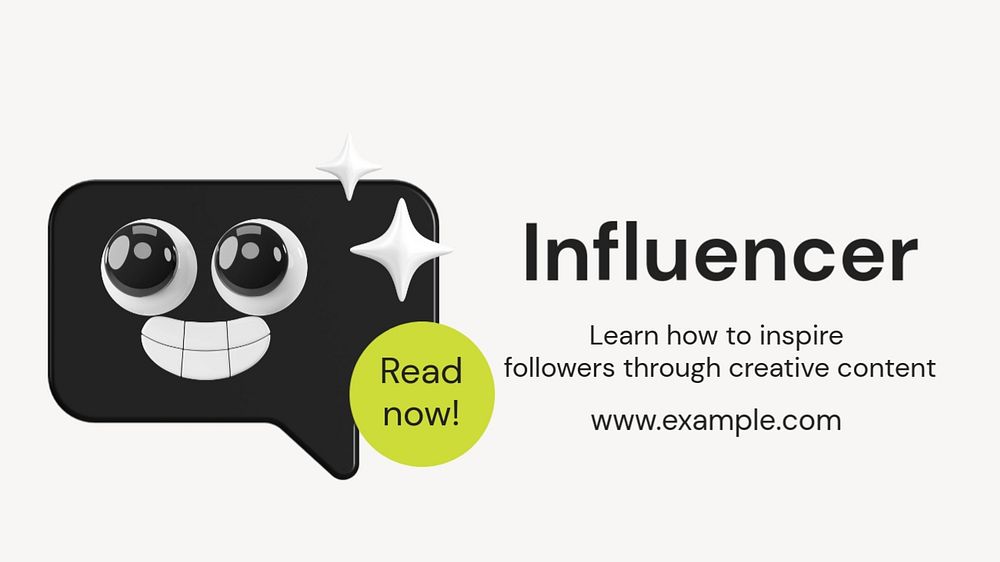 Influencer blog banner template, editable text