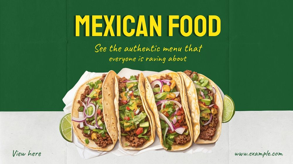 Mexican food blog banner template, editable text