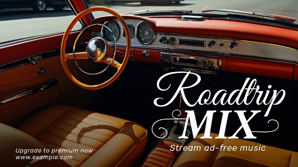 Roadtrip music mix blog banner template, editable text