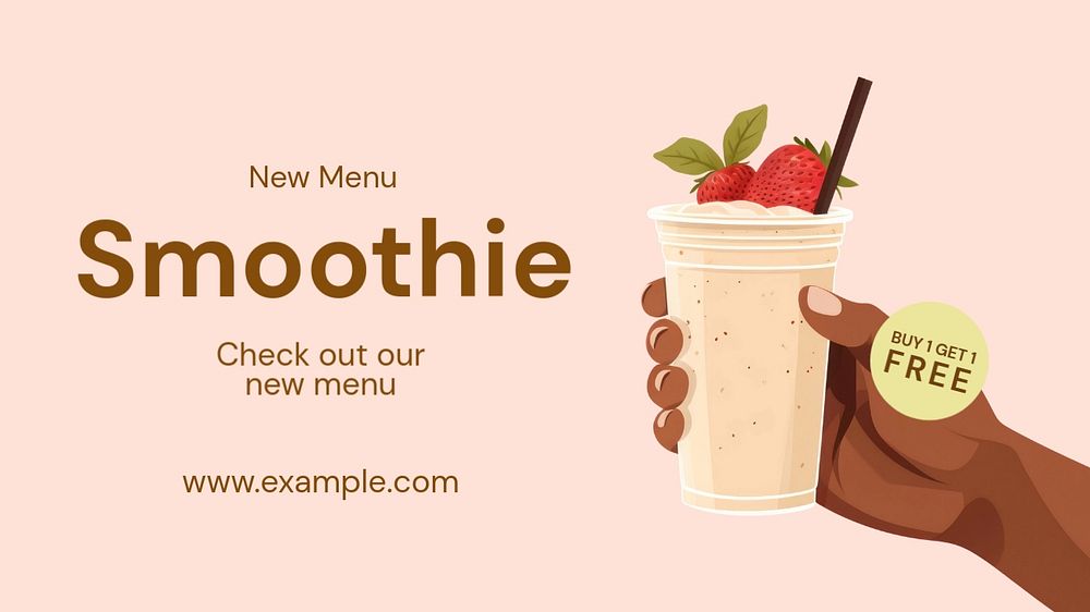 Smoothies blog banner template, editable text