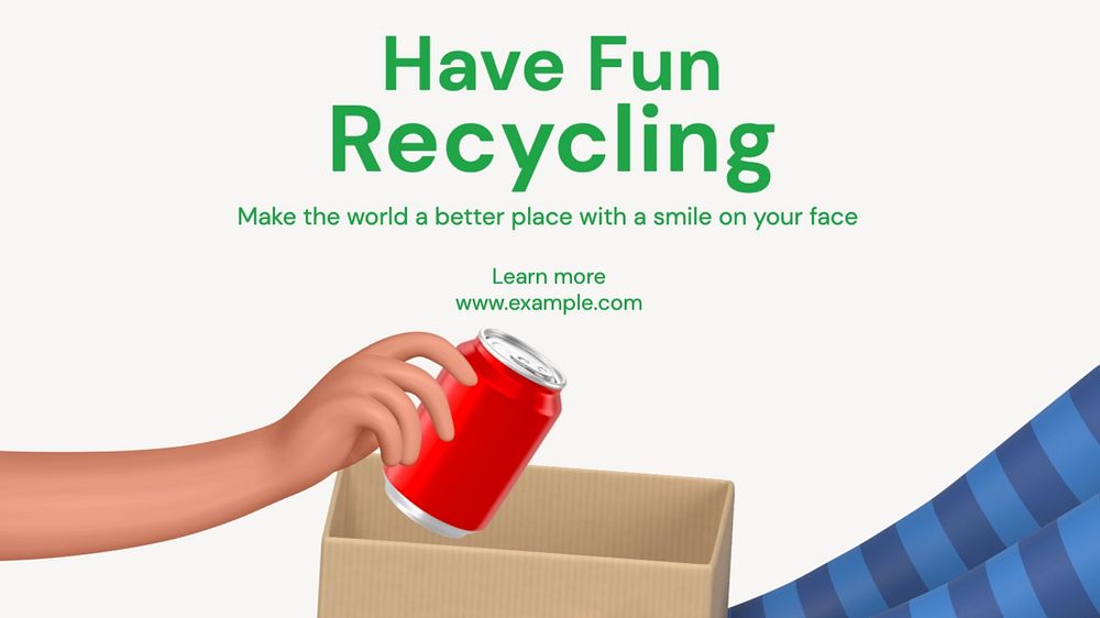 Fun recycling blog banner template, editable text