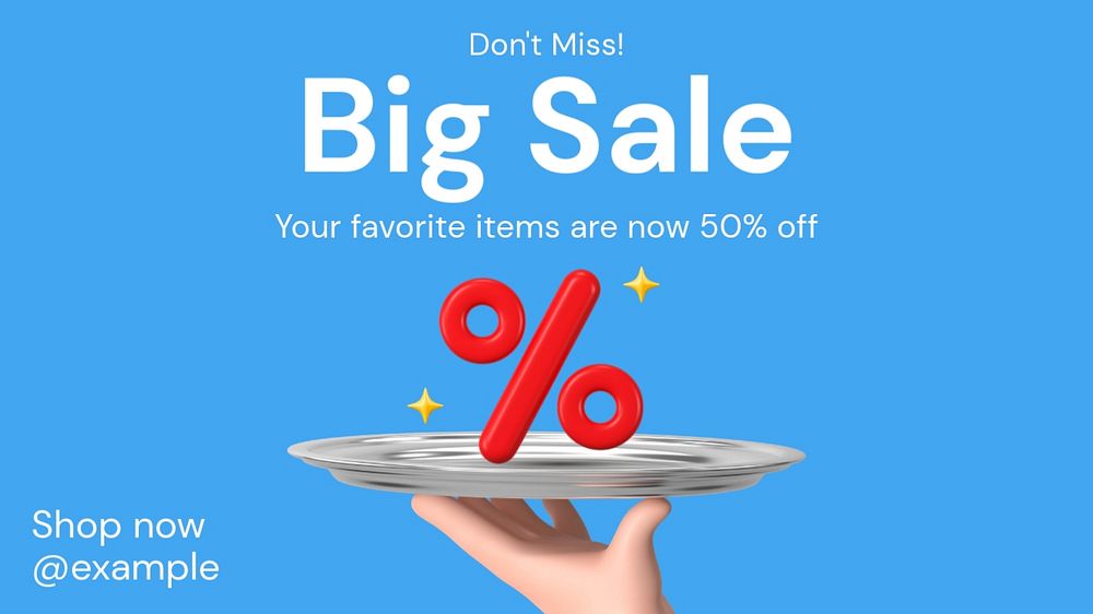 Big sale blog banner template, editable text