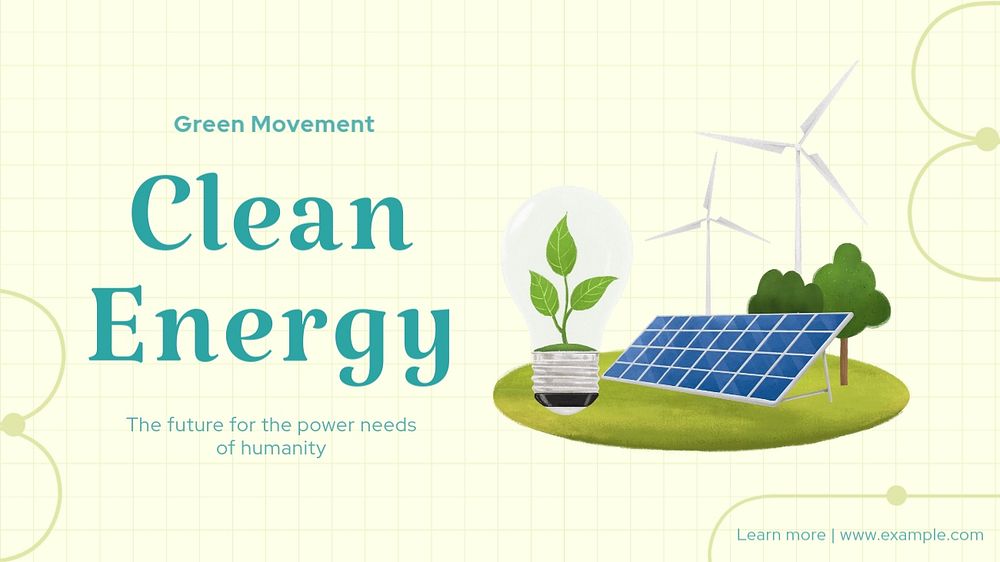 Clean energy blog banner template, editable text