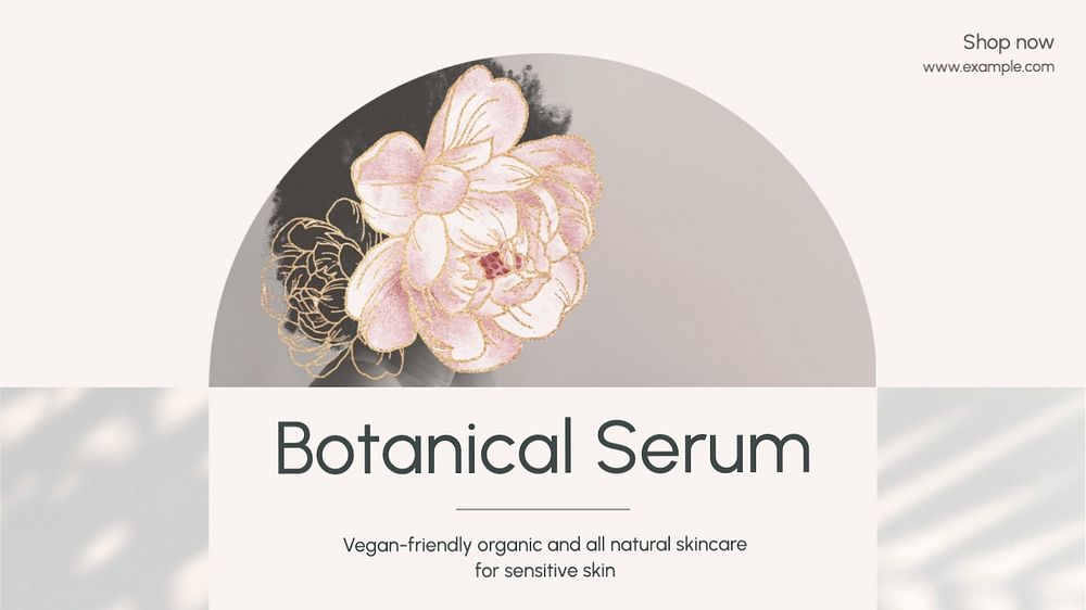 Botanical skincare blog banner template, editable text