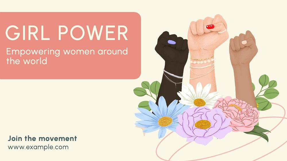 Girl power blog banner template, editable text