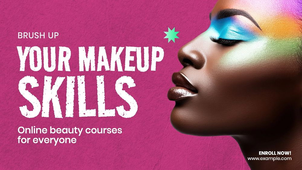 Makeup class Facebook cover template, editable design