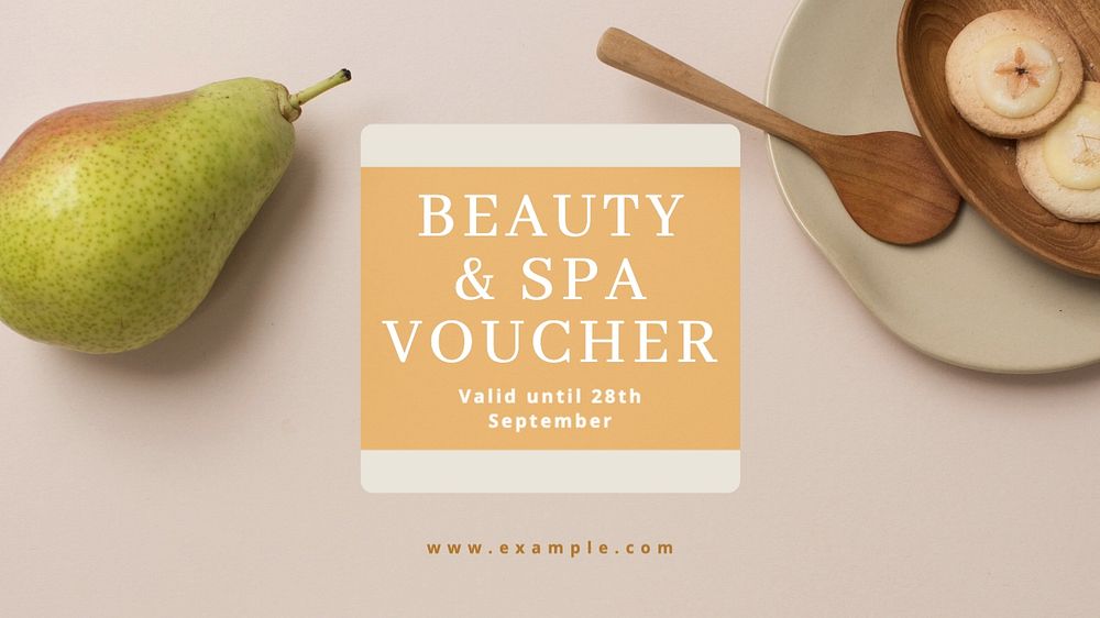 Beauty & spa voucher blog banner template, editable text