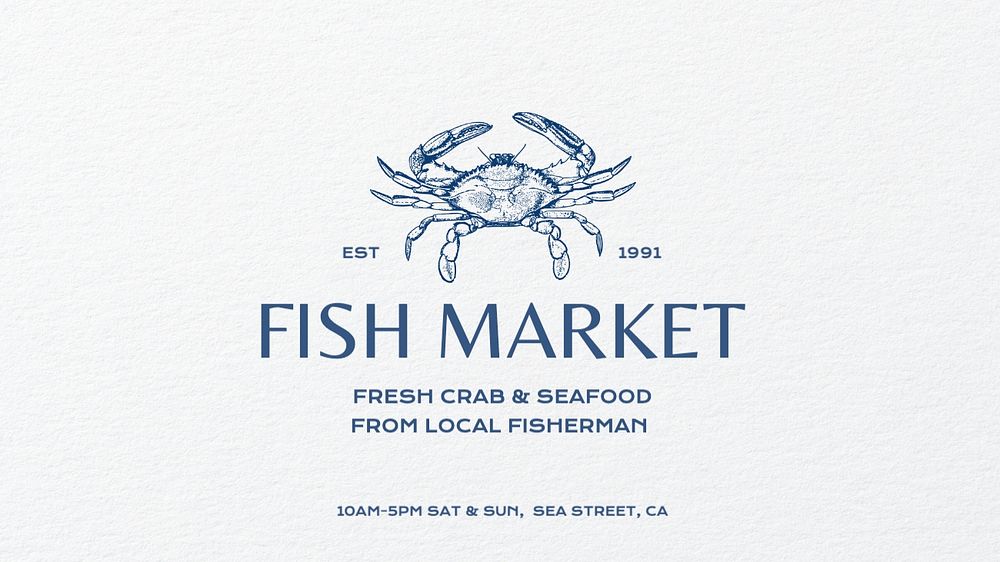 Fish market blog banner template, editable text