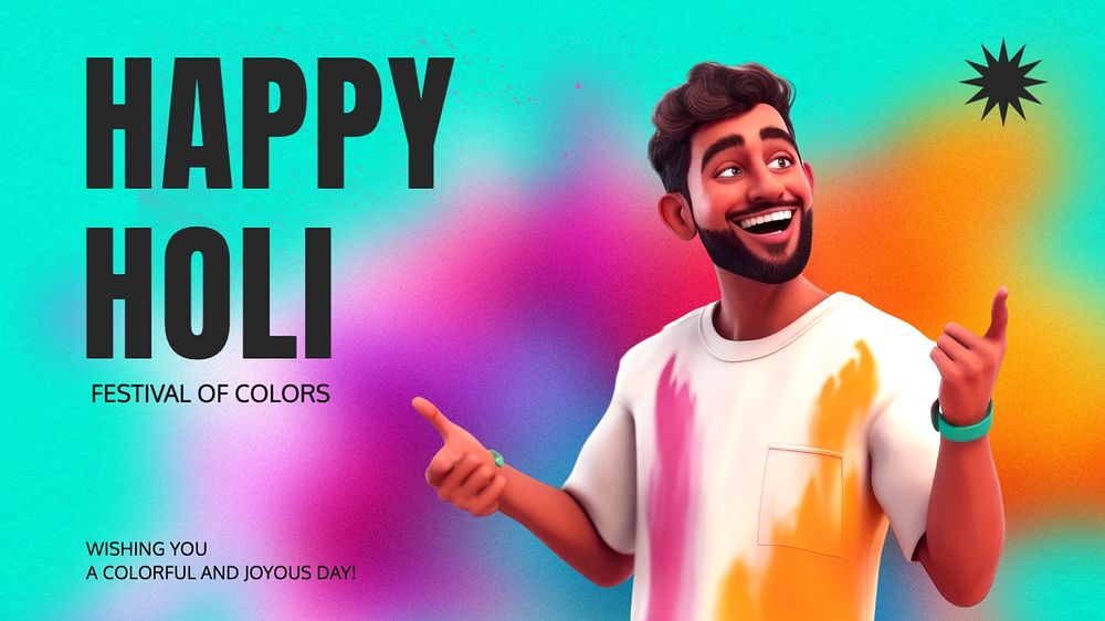 Happy holi blog banner template, editable text