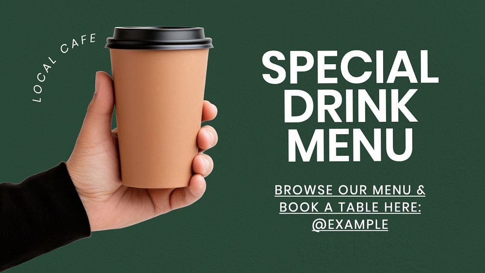 Special drink menu Facebook cover template, editable design