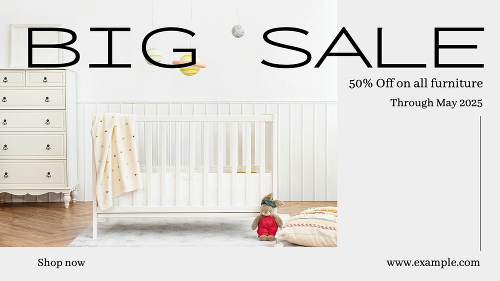 Furniture sale blog banner template, editable text