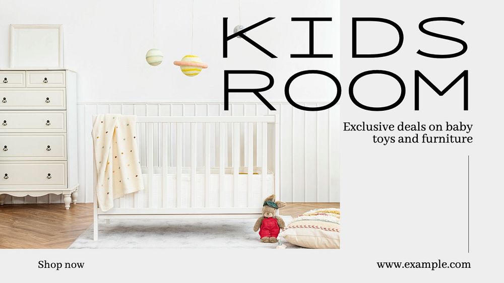 Kid's room blog banner template, editable text